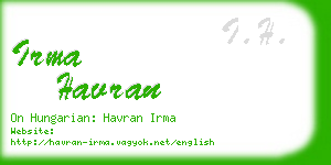 irma havran business card